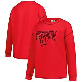 Women's Fanatics Red Wisconsin Badgers Plus Size Contrast Stitch Sweatshirt