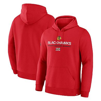 Men's Fanatics Red Chicago Blackhawks Centennial Fleece Pullover Hoodie
