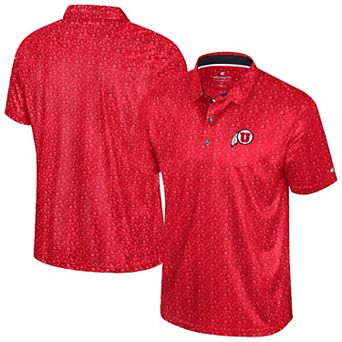 Men's Colosseum Red Utah Utes Football Print Polo