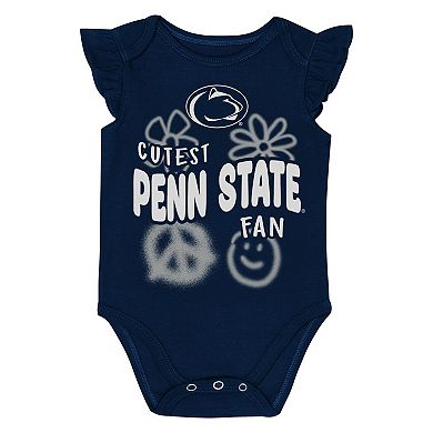 Girl's Newborn and Infant Outerstuff Navy/White Penn State Nittany Lions Little Sunshine Two-Piece Bodysuit Set