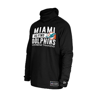 Men's New Era Black Miami Dolphins Functional Fandom Balaclava Helmet Stripe Tri-Blend Hoodie