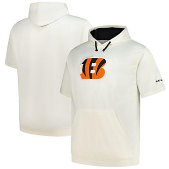 Men's Profile Oatmeal Cincinnati Bengals Big & Tall Chest Print and Logo Short Sleeve Pullover Hoodie