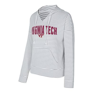 Men's Concepts Sport White/Gray Virginia Tech Hokies French Terry Striped V-Neck Pullover Hoodie