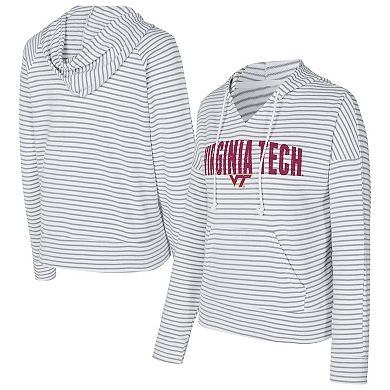 Men's Concepts Sport White/Gray Virginia Tech Hokies French Terry Striped V-Neck Pullover Hoodie
