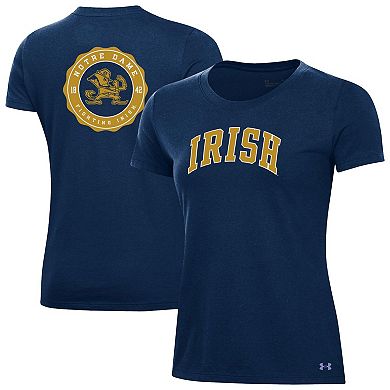 Women's Under Armour Navy Notre Dame Fighting Irish Essentials 2-Hit Performance T-Shirt
