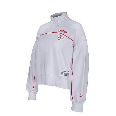 Women's New Era White Kansas City Chiefs Functional Fandom Quarter-Zip Sweatshirt