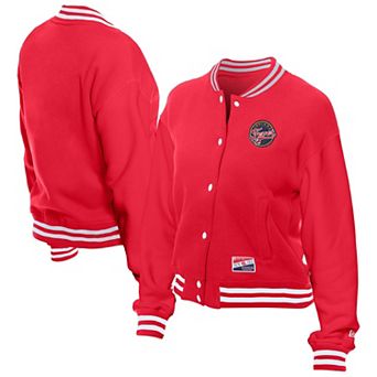 Women's New Era Red Indiana Fever Throwback Varsity Fleece Full-Snap Jacket