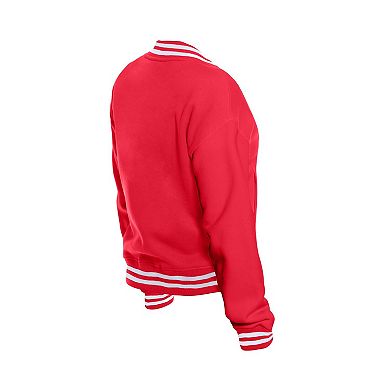 Women's New Era Red Indiana Fever Throwback Varsity Fleece Full-Snap Jacket