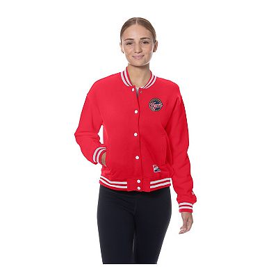 Women's New Era Red Indiana Fever Throwback Varsity Fleece Full-Snap Jacket