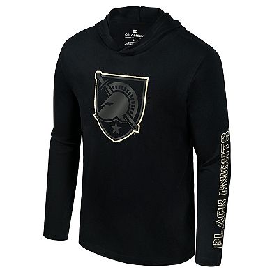 Men's Colosseum Black Army Black Knights Color Pop Active Blend Hooded Long Sleeve T-Shirt