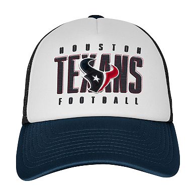 Youth White/Navy Houston Texans Essentials Trucker Adjustable Hat