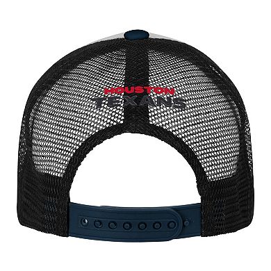 Youth White/Navy Houston Texans Essentials Trucker Adjustable Hat
