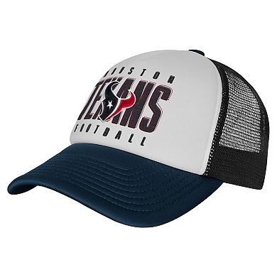 Youth White/Navy Houston Texans Essentials Trucker Adjustable Hat