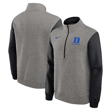 Men's Nike Heather Gray/Black Duke Blue Devils Club Fleece Half-Zip Pullover