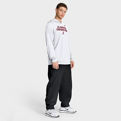 Men's Nike White Alabama Crimson Tide 2025 Sideline Dri-FIT Long Sleeve Hoodie T-Shirt