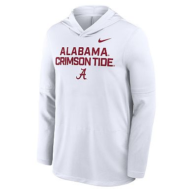 Men's Nike White Alabama Crimson Tide 2025 Sideline Dri-FIT Long Sleeve Hoodie T-Shirt
