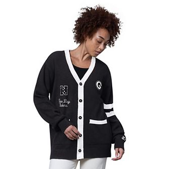Women's Starter Black Green Bay Packers Back Shot Button-Up Cardigan