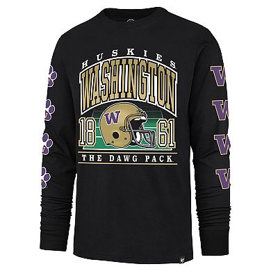 Men's '47 Black Washington Huskies Go Big Long Sleeve T-Shirt