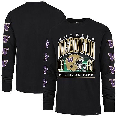Men's '47 Black Washington Huskies Go Big Long Sleeve T-Shirt