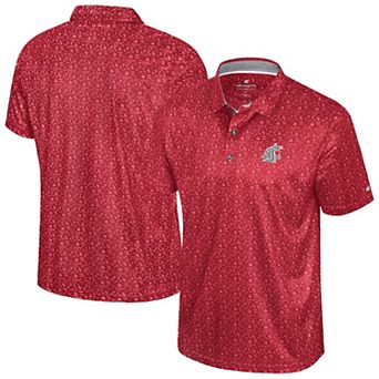 Men's Colosseum Crimson Washington State Cougars Football Print Polo