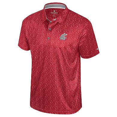 Men's Colosseum Crimson Washington State Cougars Football Print Polo
