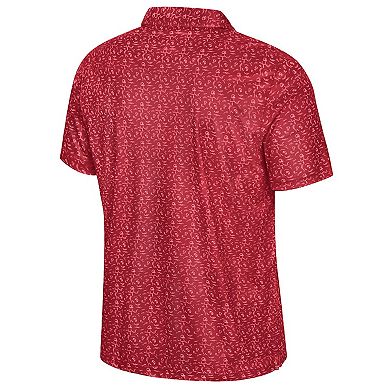 Men's Colosseum Crimson Washington State Cougars Football Print Polo