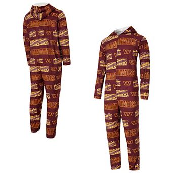 Men's Concepts Sport Burgundy Washington Commanders Shuffle All-Over-Print Microfleece Full-Zip Union Suit