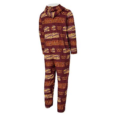 Men's Concepts Sport Burgundy Washington Commanders Shuffle All-Over-Print Microfleece Full-Zip Union Suit
