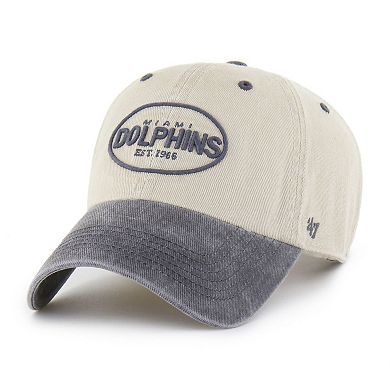 Men's '47 Khaki Miami Dolphins Breaking Trail Clean Up Adjustable Hat