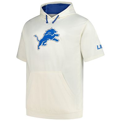 Men's Profile Oatmeal Detroit Lions Big & Tall Chest Print and Logo Short Sleeve Pullover Hoodie