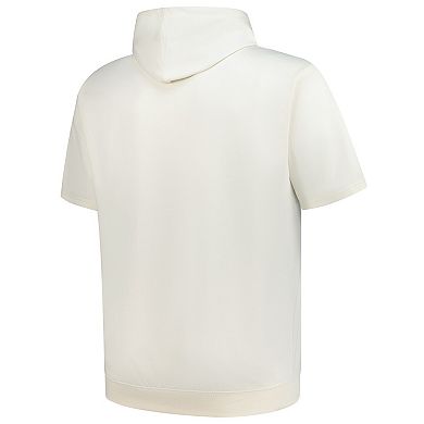 Men's Profile Oatmeal Detroit Lions Big & Tall Chest Print and Logo Short Sleeve Pullover Hoodie