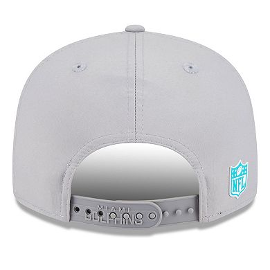 Men's New Era Gray Miami Dolphins 2025 Sideline Split Panel 9FIFTY Snapback Hat