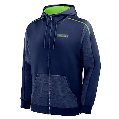 Men's Fanatics College Navy Seattle Seahawks Checkdown Pass Full-Zip Hoodie