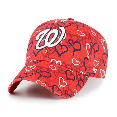 Girls Youth '47 Red Washington Nationals Mural Clean Up Adjustable Hat