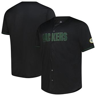 Men's Profile Black Green Bay Packers Big & Tall Pop Full-Button Jersey