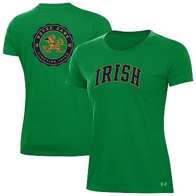 Women's Under Armour Green Notre Dame Fighting Irish Essentials 2-Hit Performance T-Shirt
