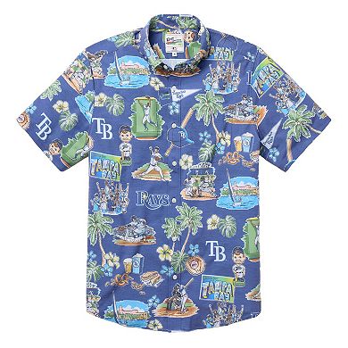 Men's Reyn Spooner Blue Tampa Bay Rays Scenic Tri-Blend Performance Button-Up Top