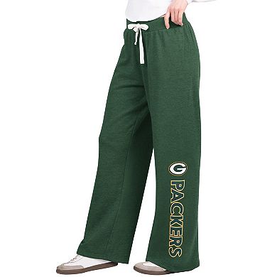 Women's G-III 4Her by Carl Banks Green Green Bay Packers Field Wide Leg Sweatpants
