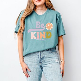 S.W.Smiley Be Kind Smiley Face - Women's Short Sleeve Graphic T-Shirt