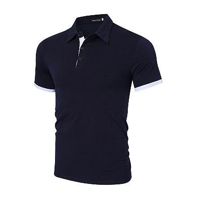 Mens Collared Shirts Short Sleeve, Golf Shirt Performance Fashion Plain Henley Tshirts