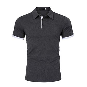 Mens Collared Shirts Short Sleeve, Golf Shirt Performance Fashion Plain Henley Tshirts