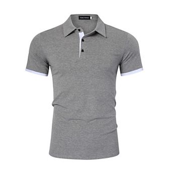 Mens Collared Shirts Short Sleeve, Golf Shirt Performance Fashion Plain Henley Tshirts