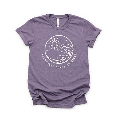 Simply Sage Market Happiness Comes In Waves Circle Short Sleeve Tee