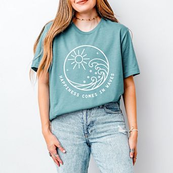 Simply Sage Market Happiness Comes In Waves Circle Short Sleeve Tee