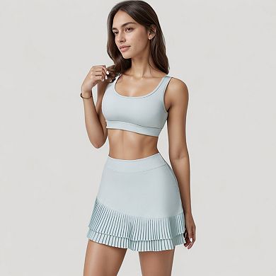 Women's Scoop Neck Sports Bra with Wide Shoulder Straps and Soft Stretch Fabric