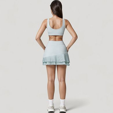 Women's Scoop Neck Sports Bra with Wide Shoulder Straps and Soft Stretch Fabric