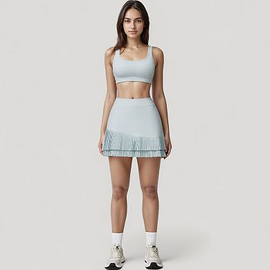 Women's Scoop Neck Sports Bra with Wide Shoulder Straps and Soft Stretch Fabric