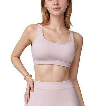 Women's Scoop Neck Sports Bra with Wide Shoulder Straps and Soft Stretch Fabric