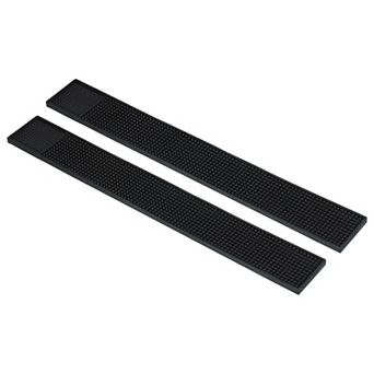 23.6" x 3" x 0.27" Bar Mats, 2 Pack Non-Slip Bar Service Cup Mat Countertop Spill Mat Black