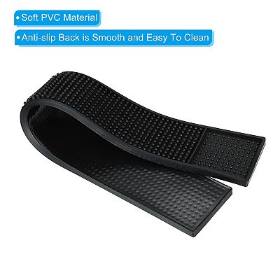 23.6" x 3" x 0.27" Bar Mats, 2 Pack Non-Slip Bar Service Cup Mat Countertop Spill Mat Black